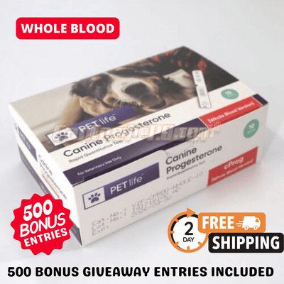 Wondfo Finecare Vet whole blood progesterone test kit box and test cartridge