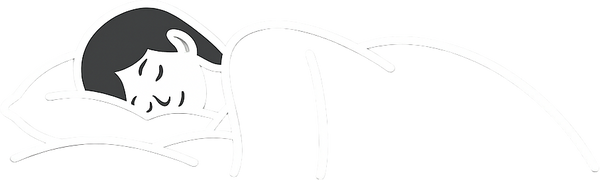 Line art illustration of a person sleeping peacefully in bed