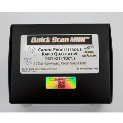 Quick Scan MINI canine progesterone 10-test cassette kit box